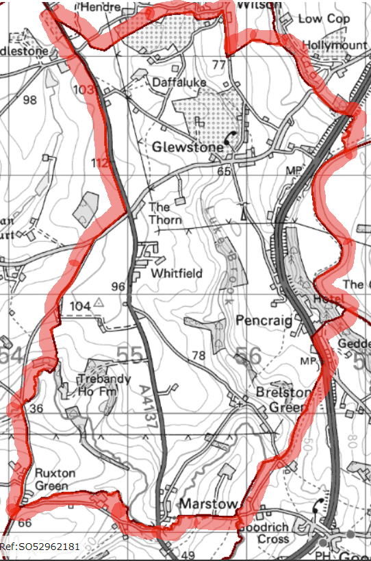 Picture of map showing the Marstow Parish Boundary